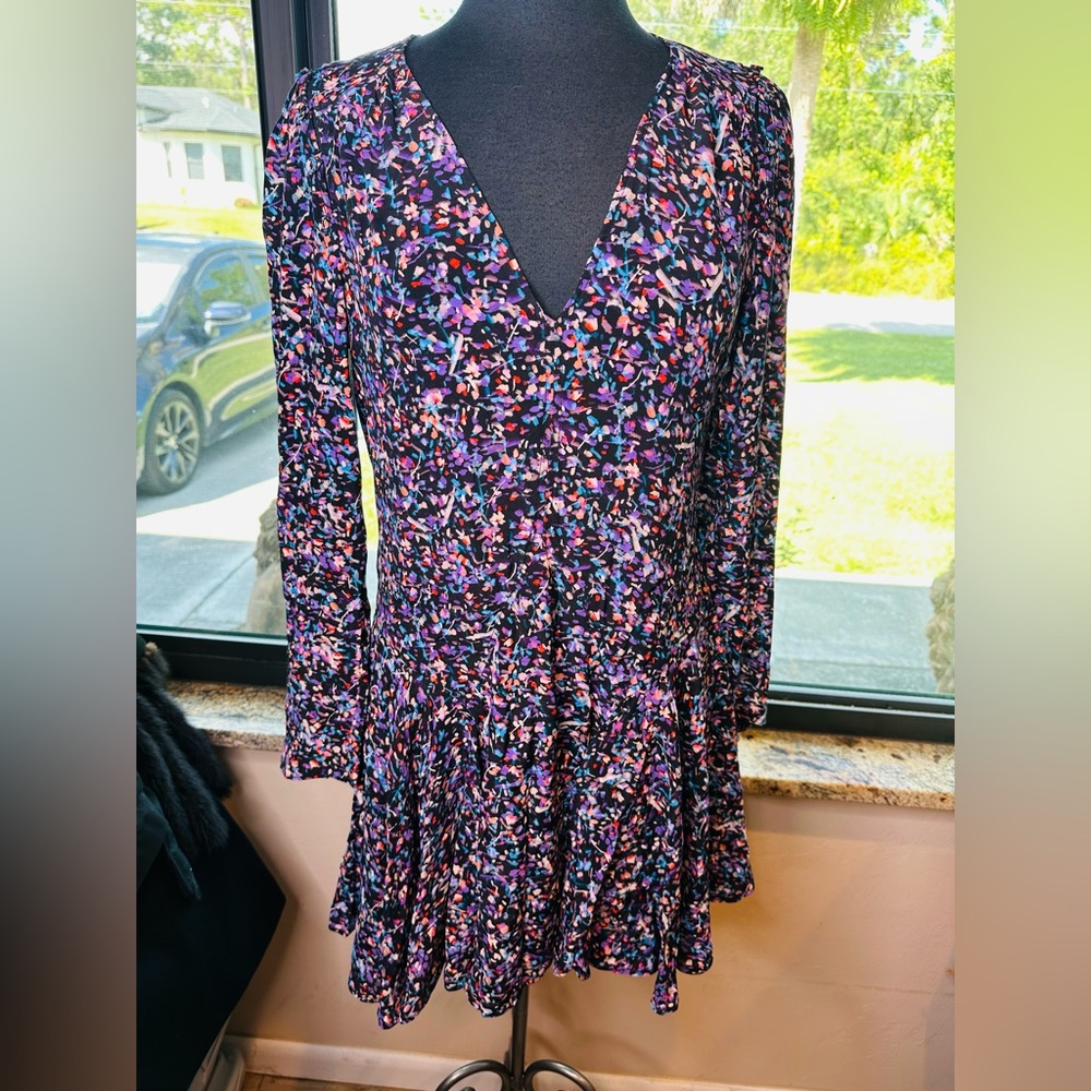 Joie Women's Rowley A-Line Dress in Caviar Confetti Multi Size 8